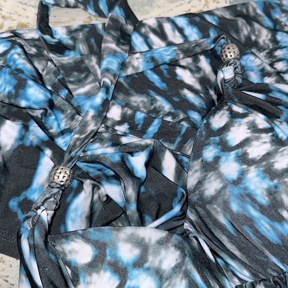 Becca Blue and Black Halter swim Dress side medium - Picture 3 of 5